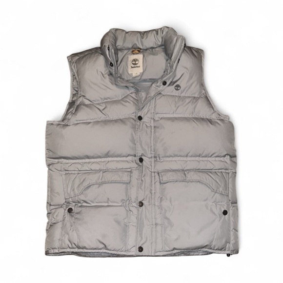 Timberland Light Gray Down Puffer Vest- Size Large - Picture 3 of 5